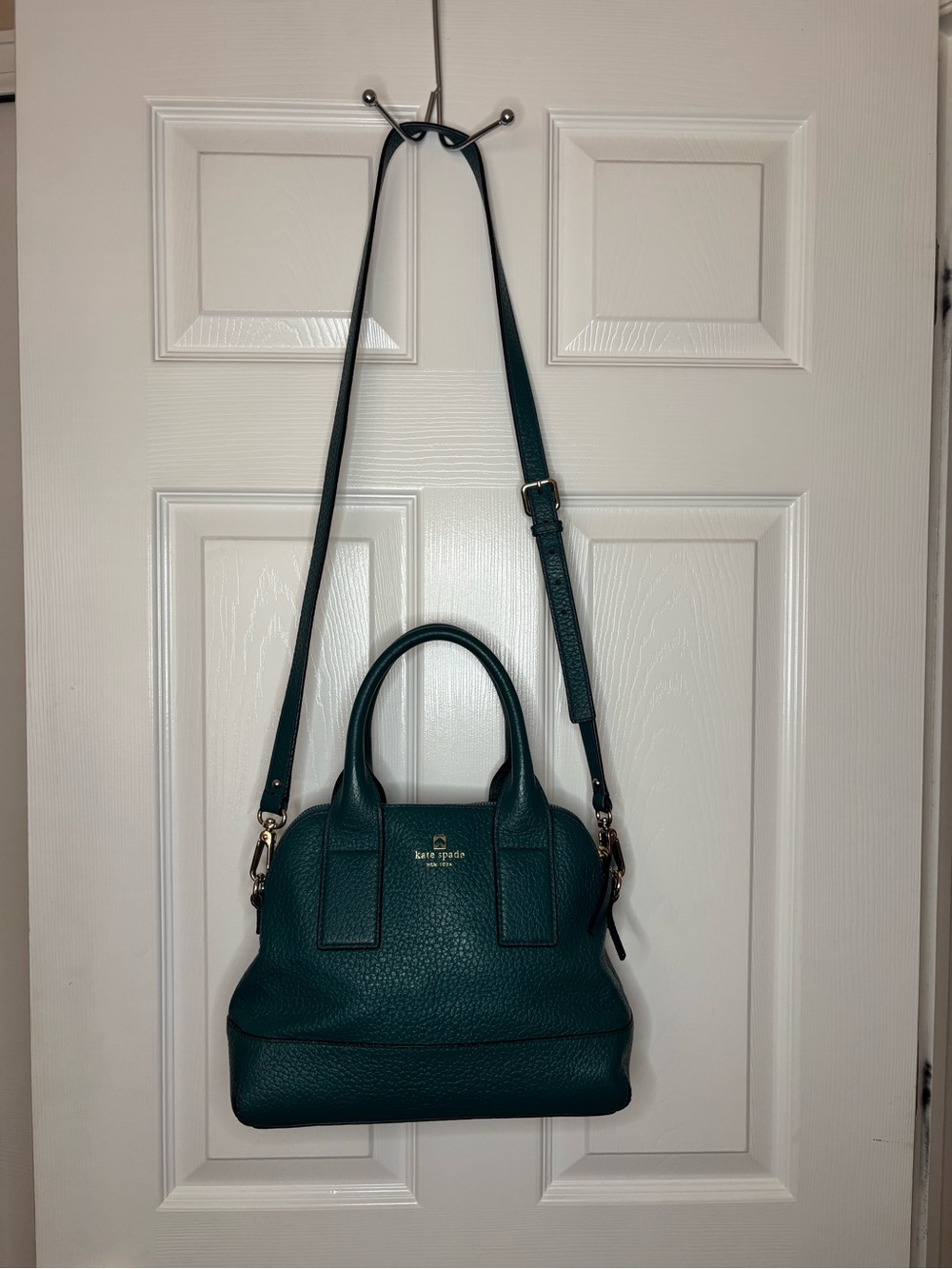 kate spade Teal Pebbled Leather Satchel with Detachable Strap